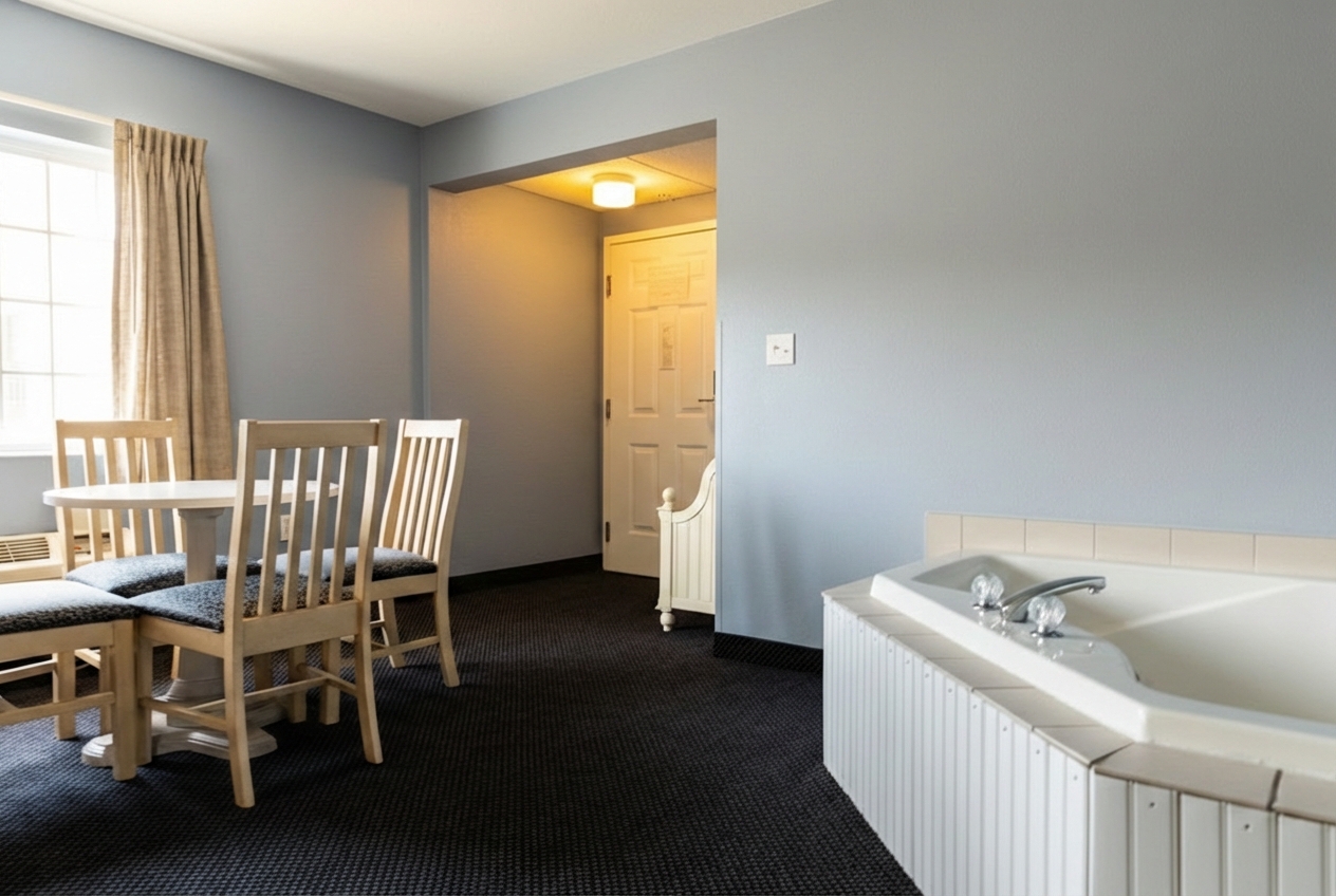 Lake Erie family hotel room with separate bedroom and living area