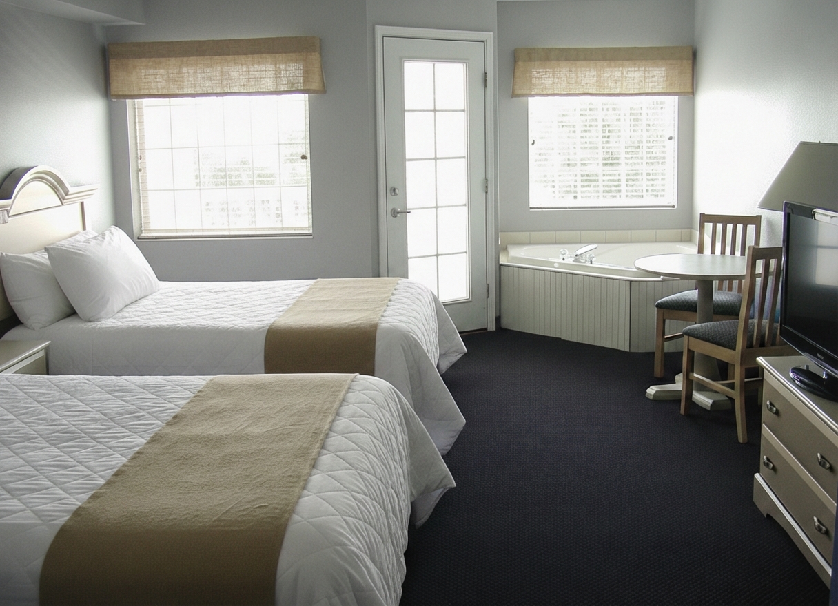 Waterfront queen room with balcony and Sandusky Bay views